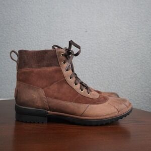Ugg Womens Shoes Size 7 Brown Cayli Waterproof Leather Suede‎ Lace Up Boot